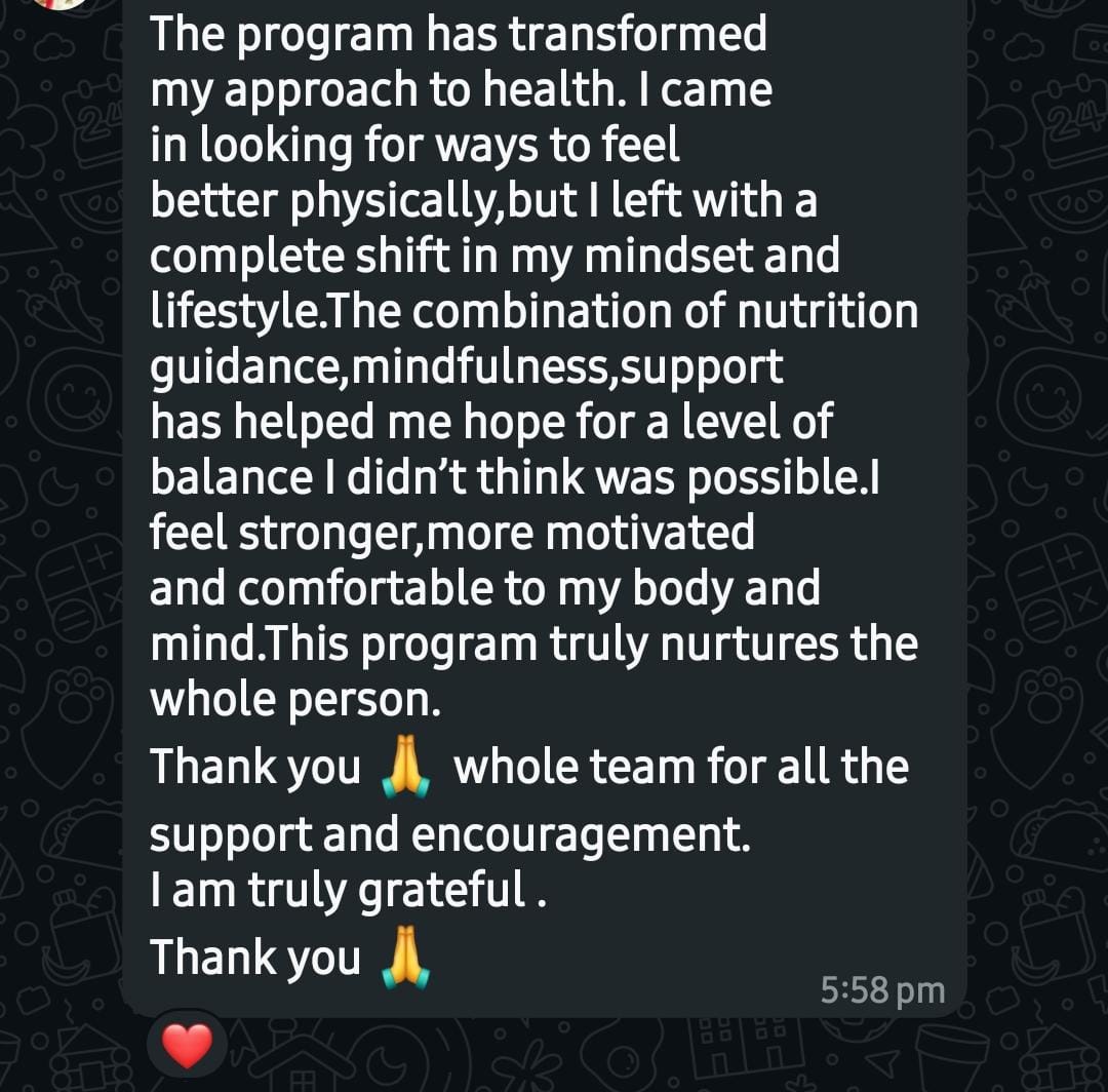 A patient describes how Fertilia's combination of nutrition guidance, mindfulness, and support created a complete shift in her mindset and lifestyle
