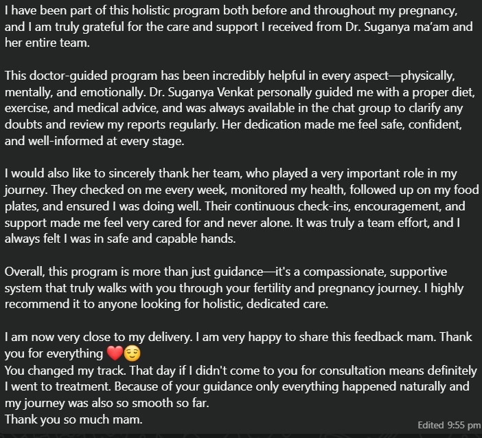 A patient close to delivery describes how the program guided her through both fertility and pregnancy, with weekly check-ins and continuous support from the team