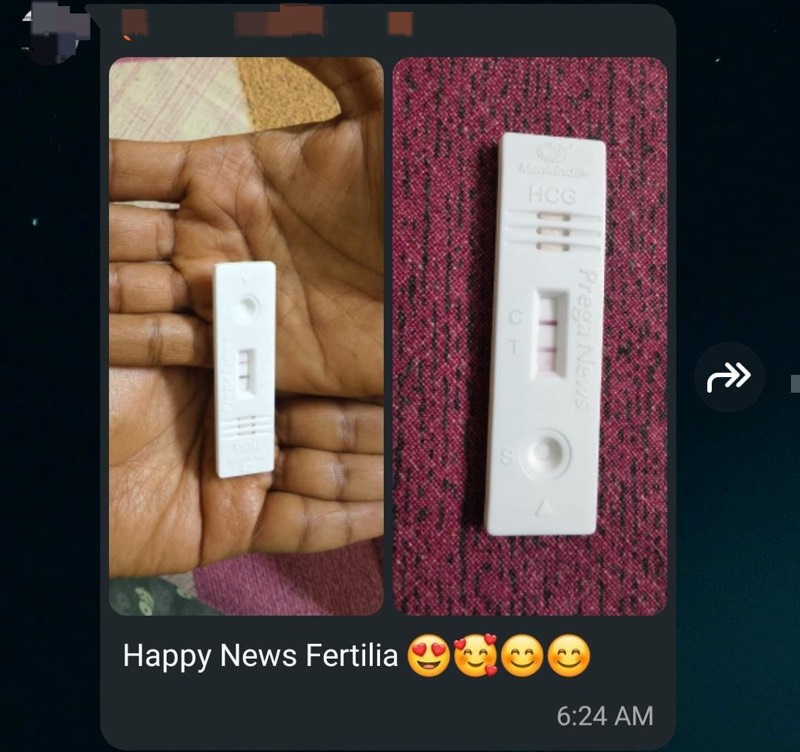 The moment everything changed, "Happy News Fertilia 😍🥰😊😊"