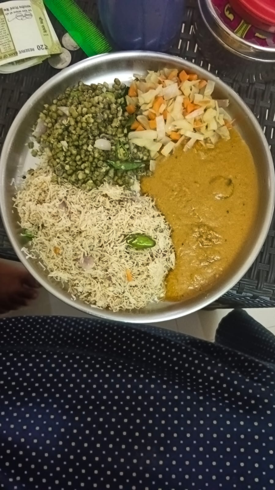 Vegetable-heavy plate from Gowri's meal plan, built around protein and fibre to stabilise blood sugar