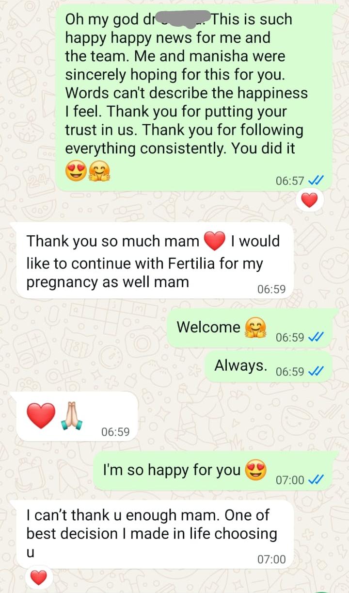 WhatsApp message: I can't thank u enough mam. One of best decision I made in life choosing u