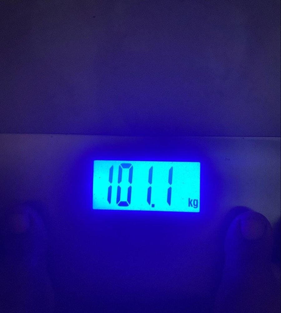My weighing scale at the start, 101 kg