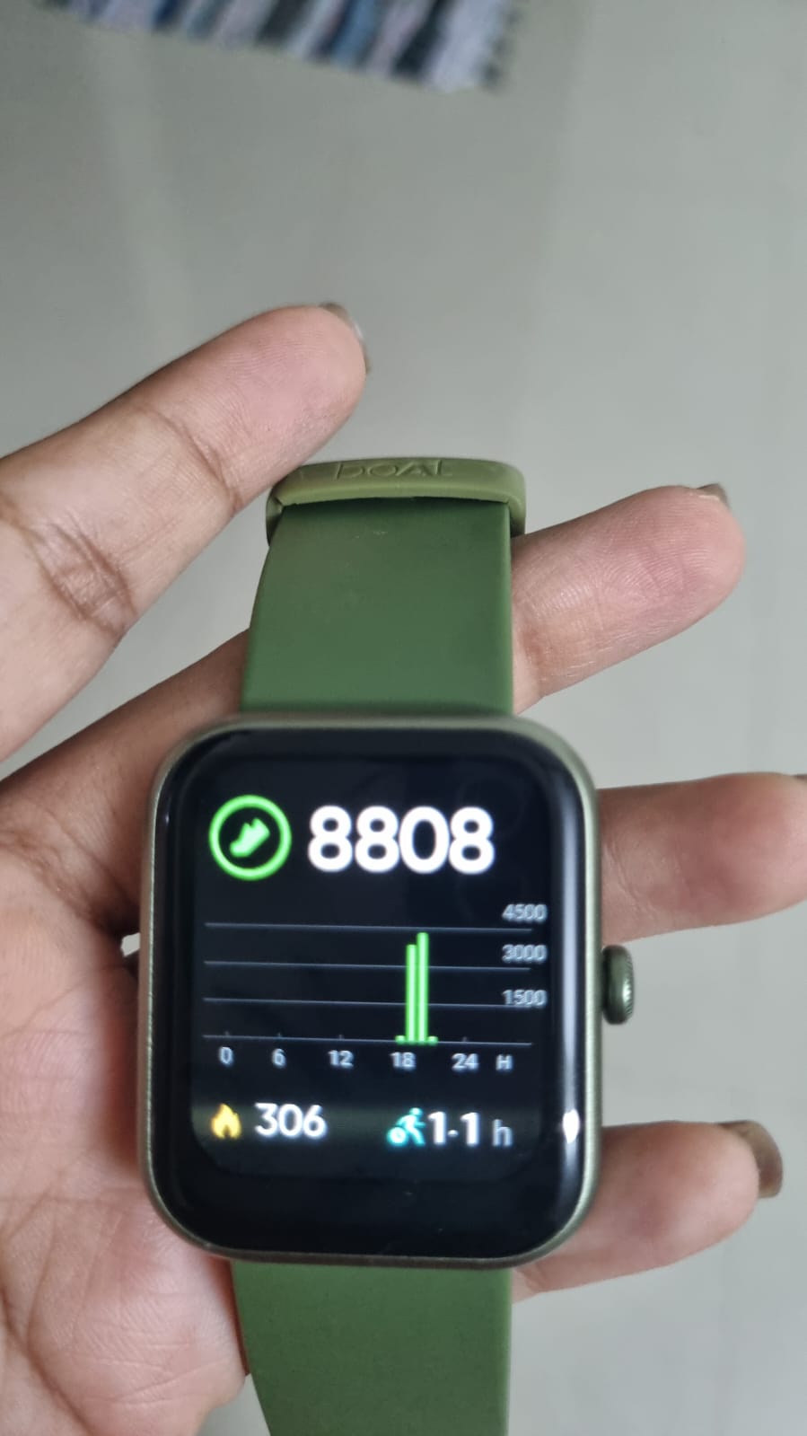 A daily step count of 8808 steps on a fitness watch