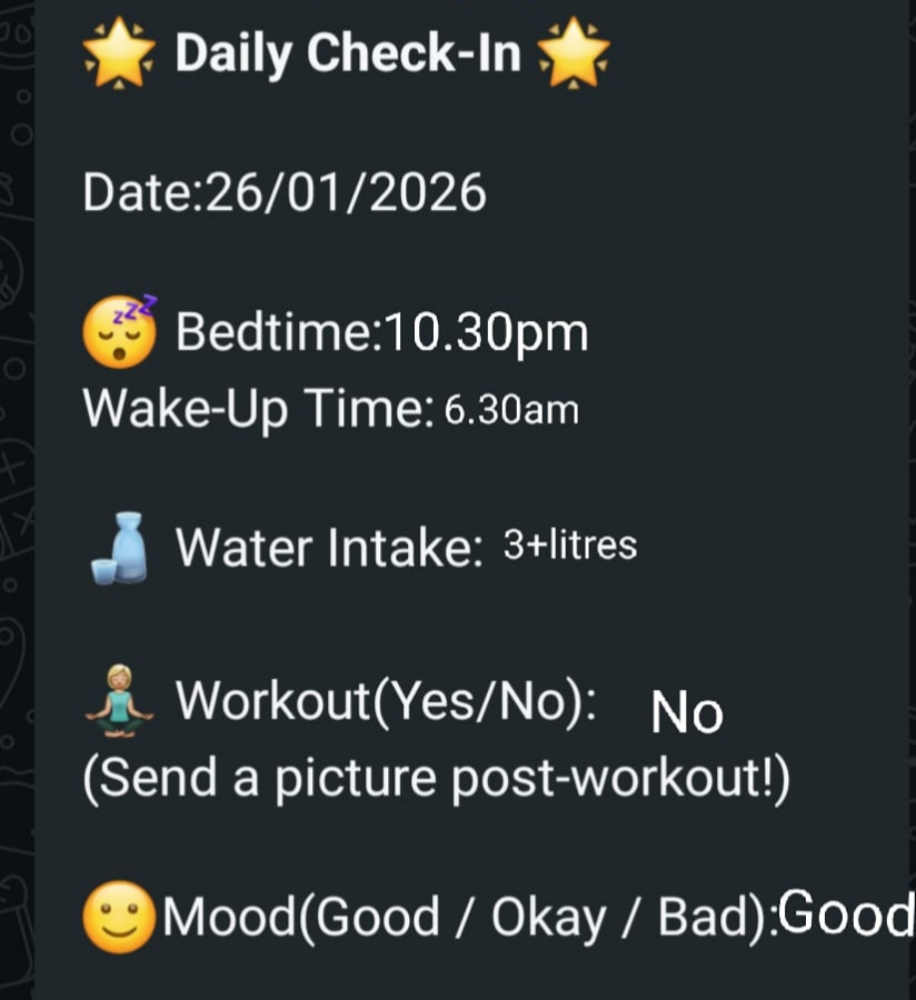Another daily check-in screenshot showing the consistent tracking
