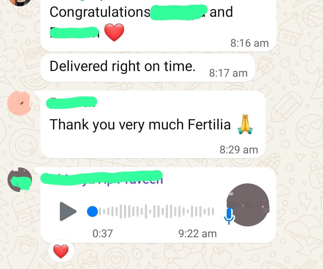 The happiest message: "Delivered right on time. Thank you very much Fertilia."