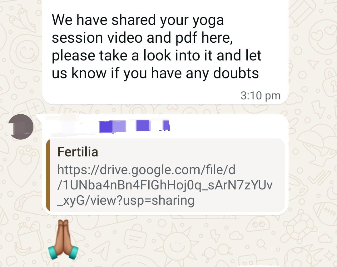 Yoga session shared with us through the program