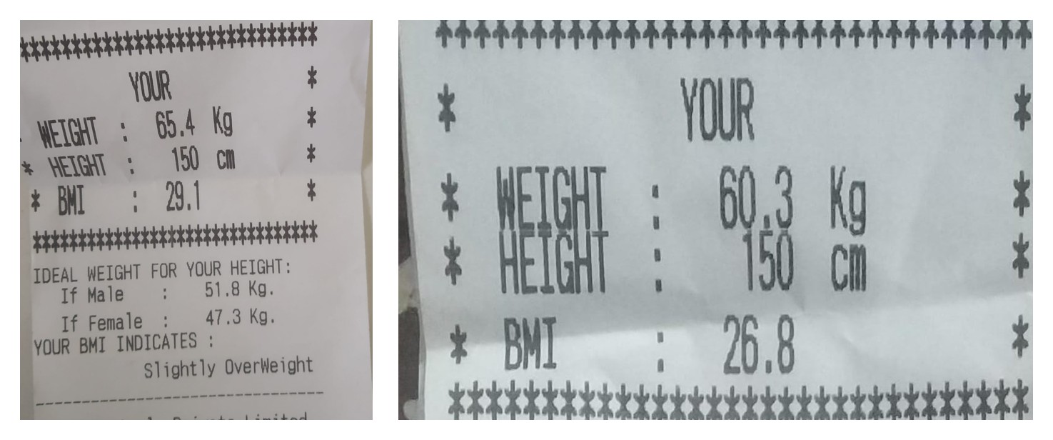 One partner's weight, start to finish, over the program