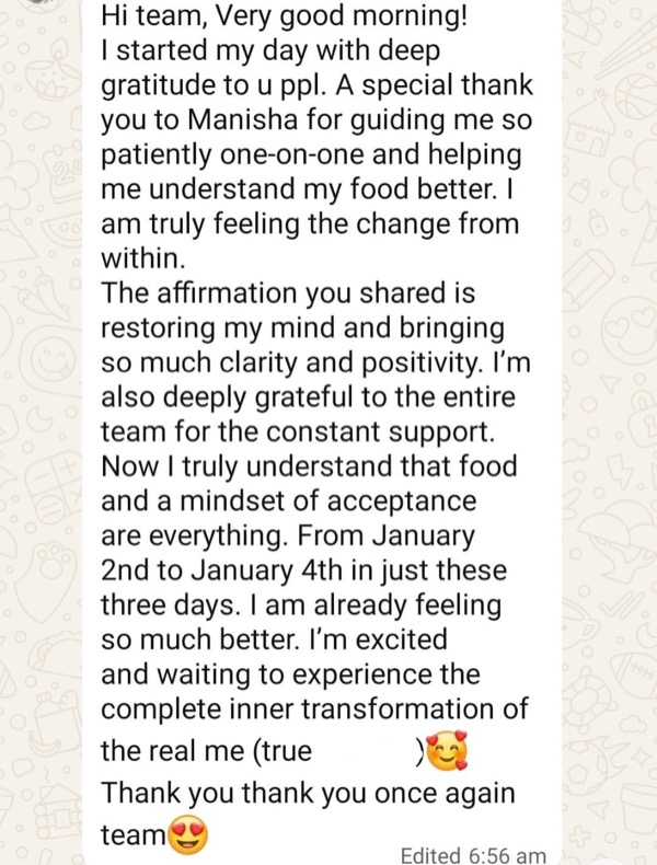 Patient describing inner transformation through Fertilia's nutrition and mindset support