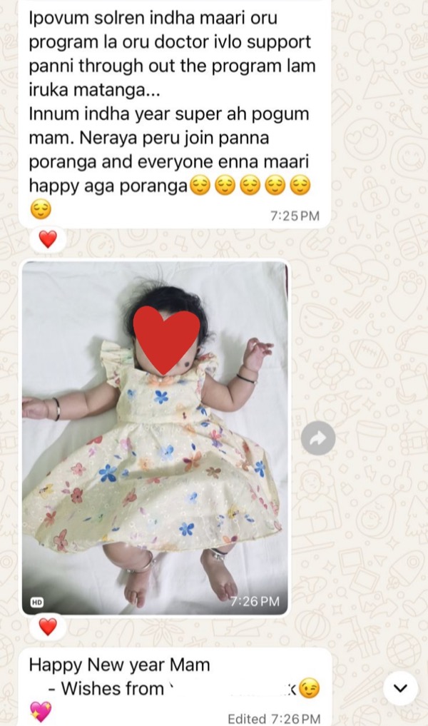 Baby photo shared with Fertilia team along with New Year wishes and gratitude