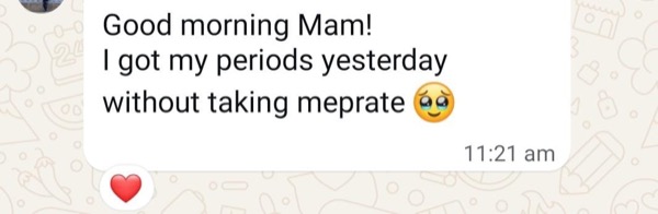 Short powerful message about getting natural periods without medication