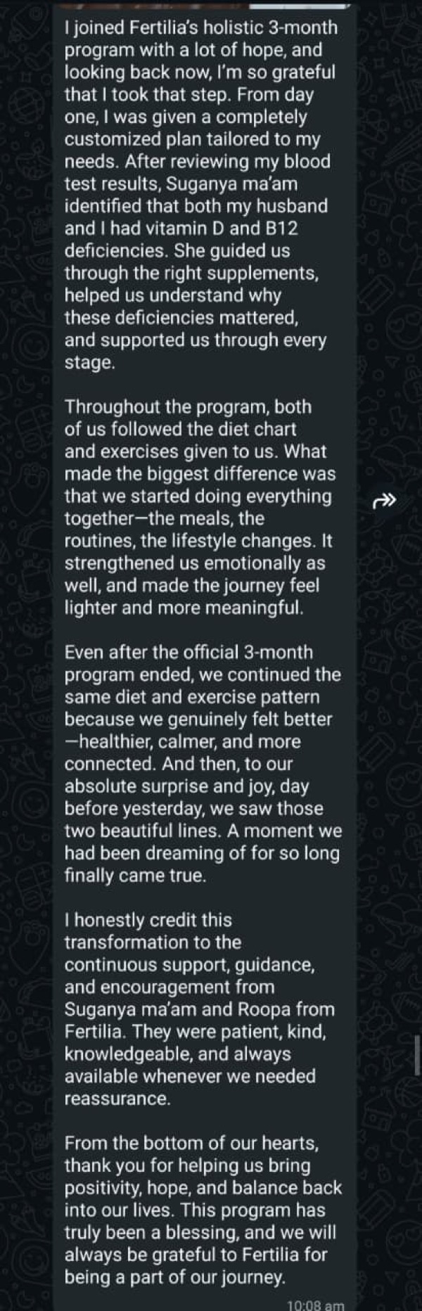 Couple's journey to natural conception after following Fertilia program together