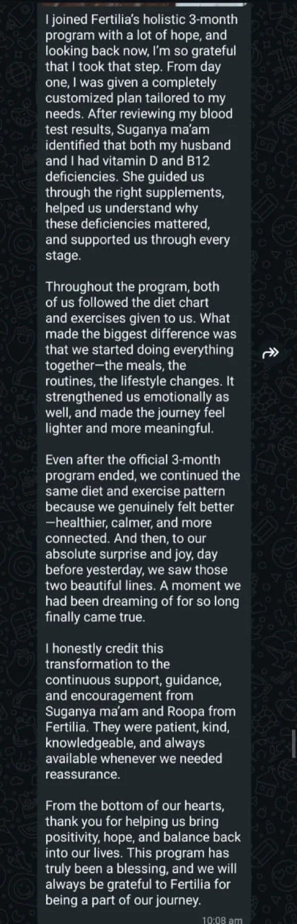 Couple's journey to natural conception after following Fertilia program together