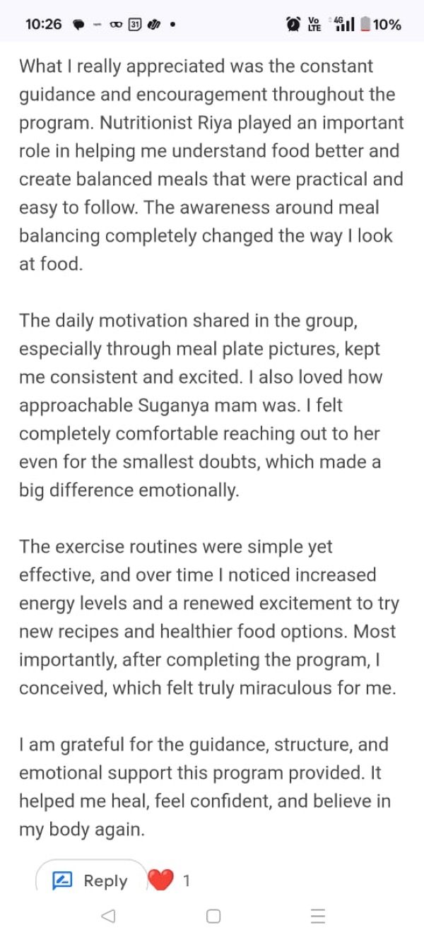 Continuation of 15-year PCOD patient's review - healing and renewed confidence