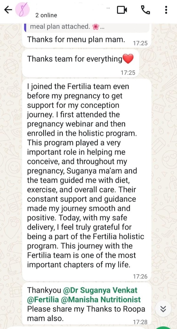 Patient sharing complete journey from conception support through safe delivery