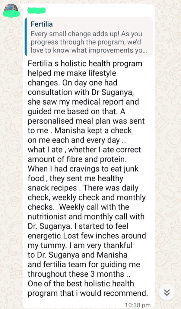 Patient praising daily monitoring and lifestyle transformation through Fertilia