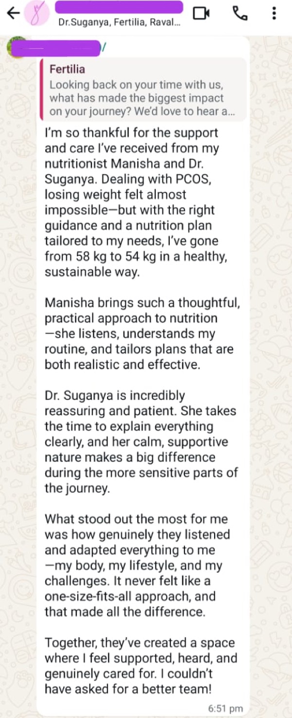 PCOS patient praising personalized approach for sustainable weight loss