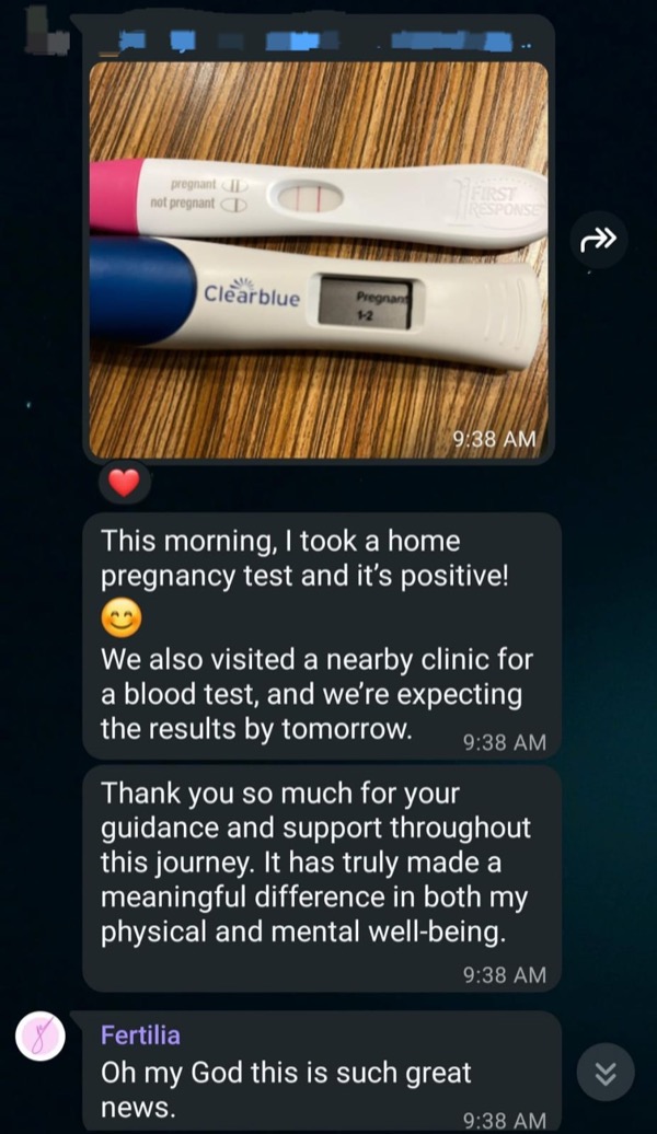 Double positive pregnancy test (Clearblue + First Response) with emotional thank you