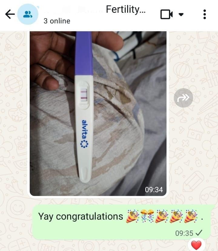 Positive pregnancy test in Fertilia support group