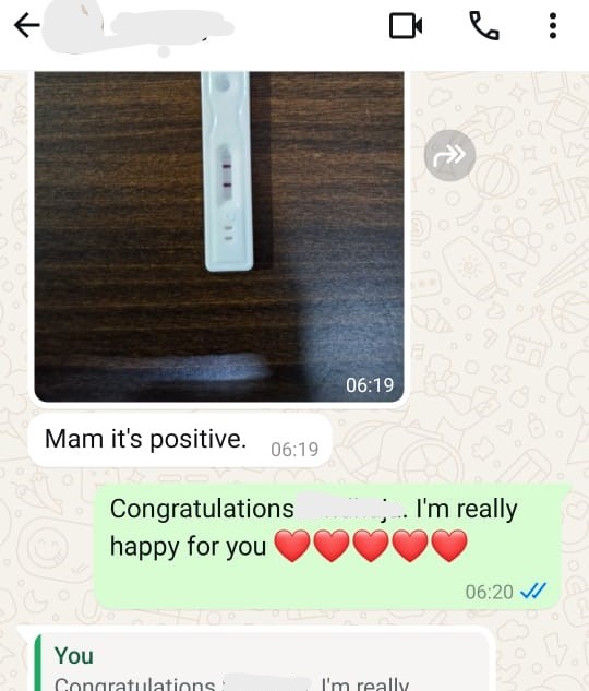 Patient announces positive pregnancy test