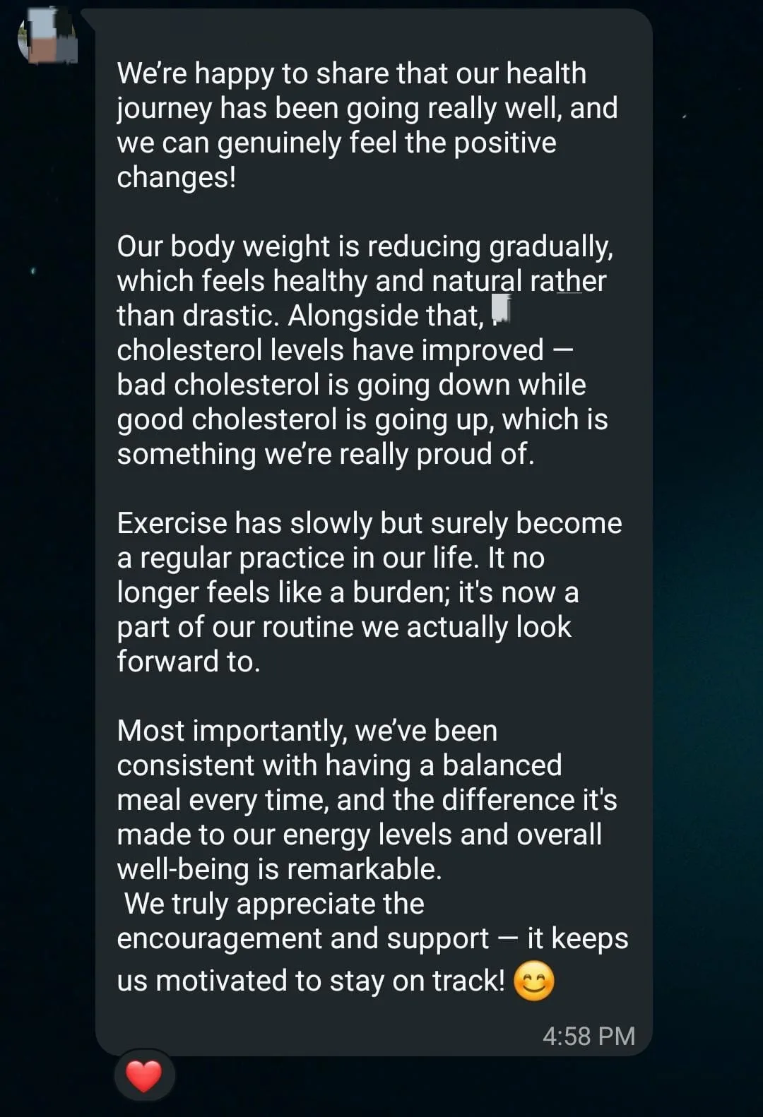 Couple preparing for next IVF cycle — improved cholesterol, gradual weight loss and exercise routine through Fertilia