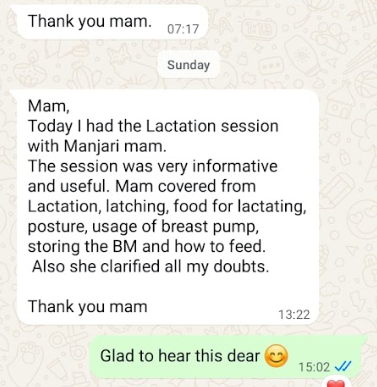 New mother praises lactation session