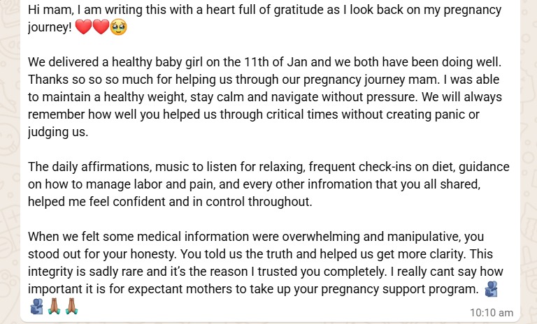 Mother thanks Fertilia for pregnancy support with honesty and care