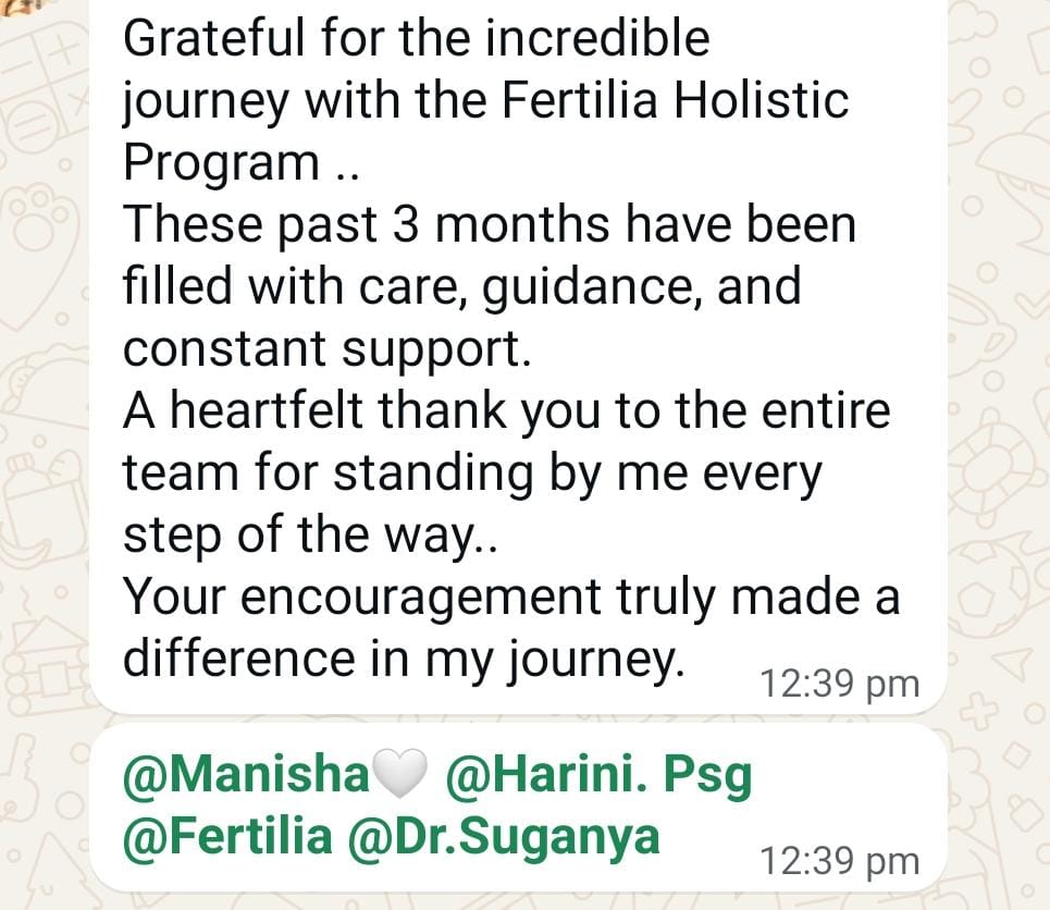 Testimonial W-06 - Preethi expresses gratitude for 3 months of care and guidance at Fertilia